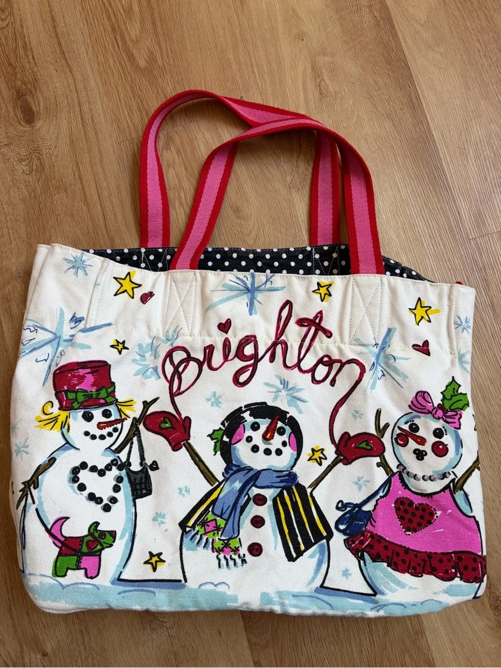 Brighton Large Tote Bag Snow Day Snowman Canvas Christmas Holidays